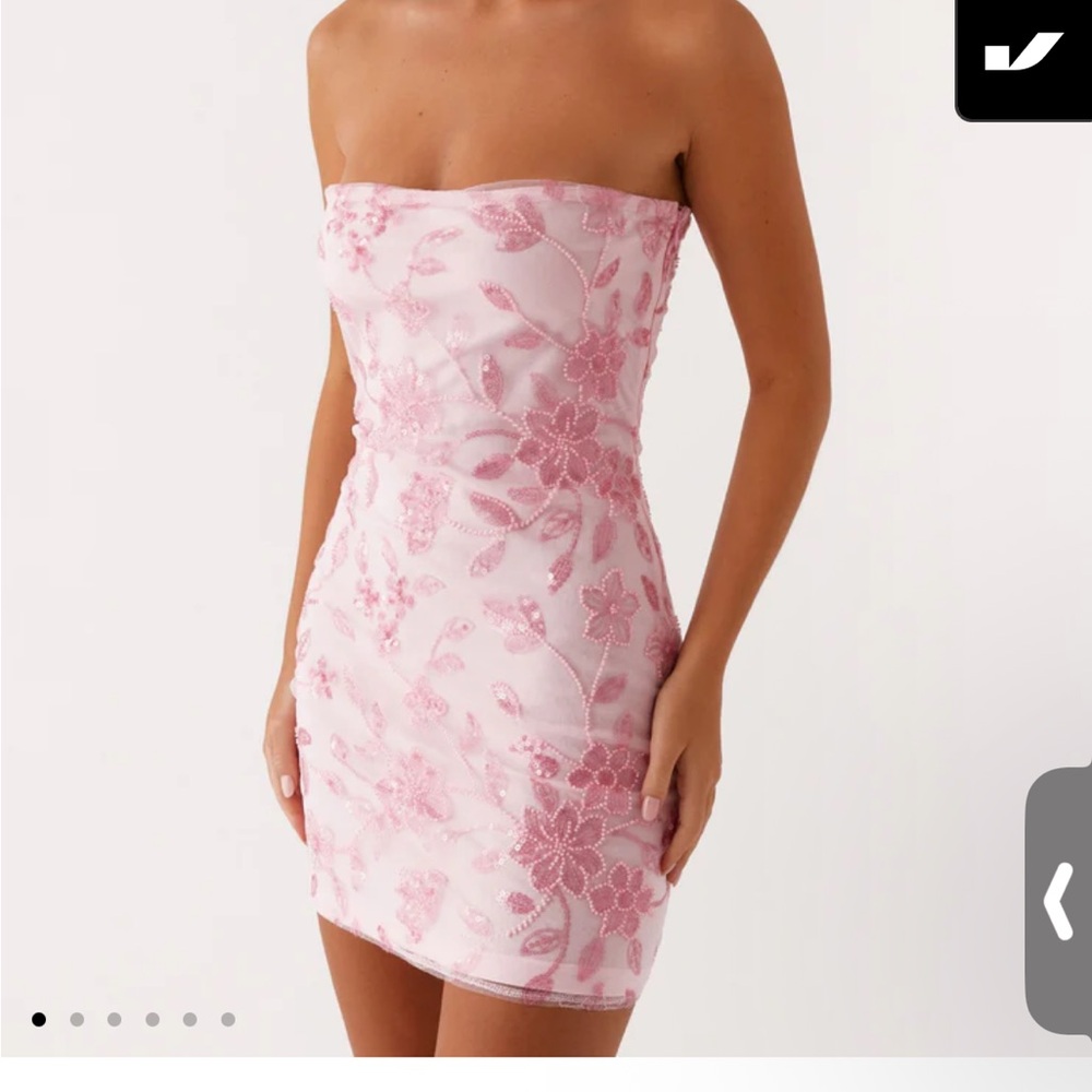 Peppermayo Strapless Pink Floral Dress